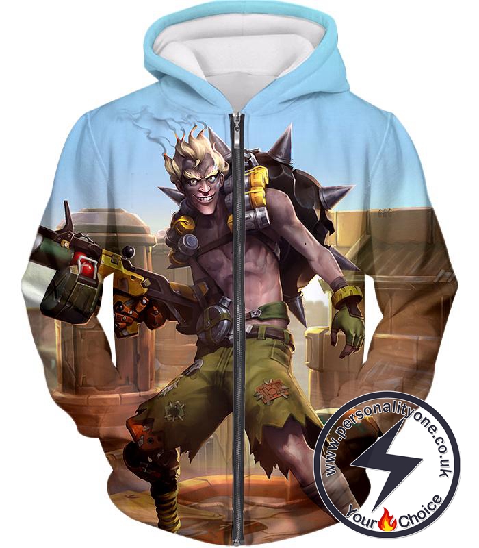 Overwatch Bomb Obsessed Junkrat Zip Up Hoodie